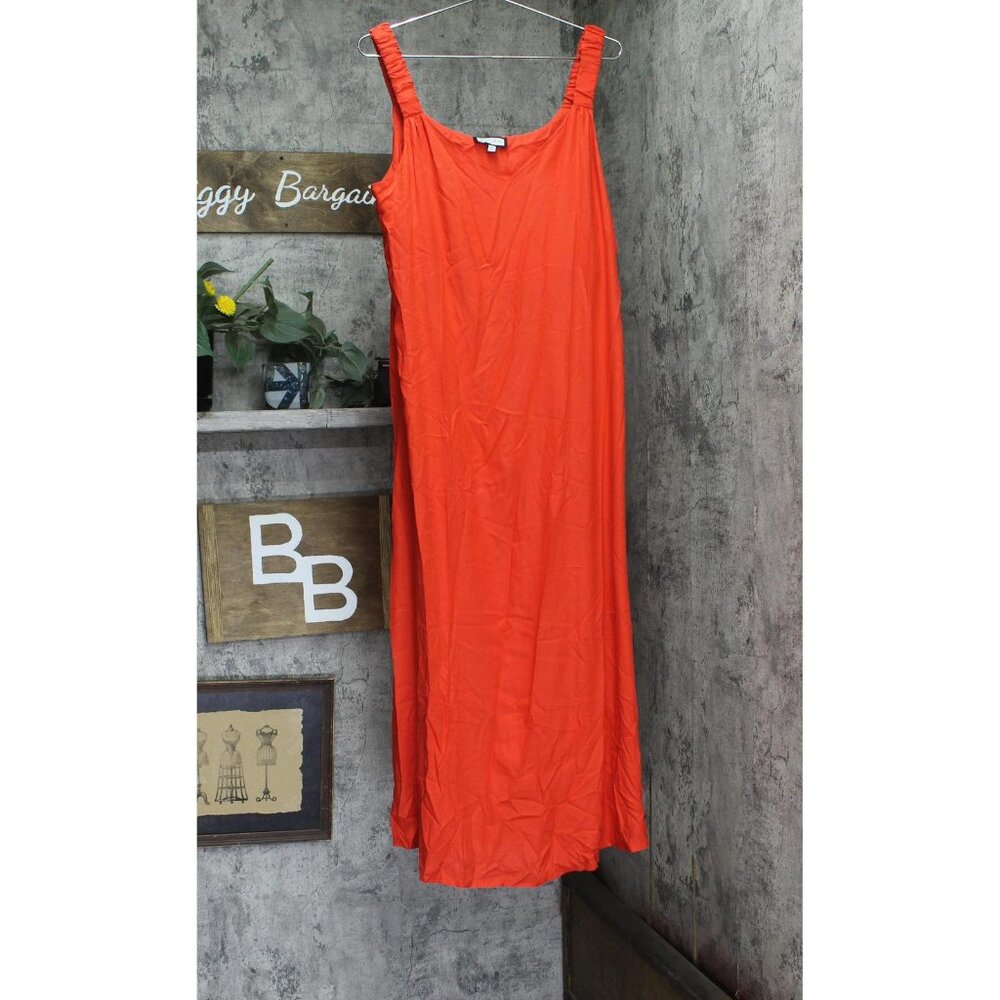 Sam & Jess Womens Sleeveless V Neck Ruched Straps Tank Maxi Dress Lobster Red M